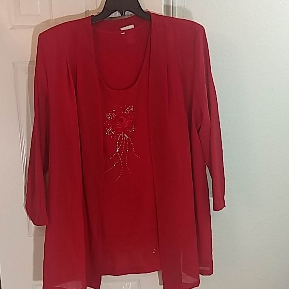 Bold red 3 piece sheer dress